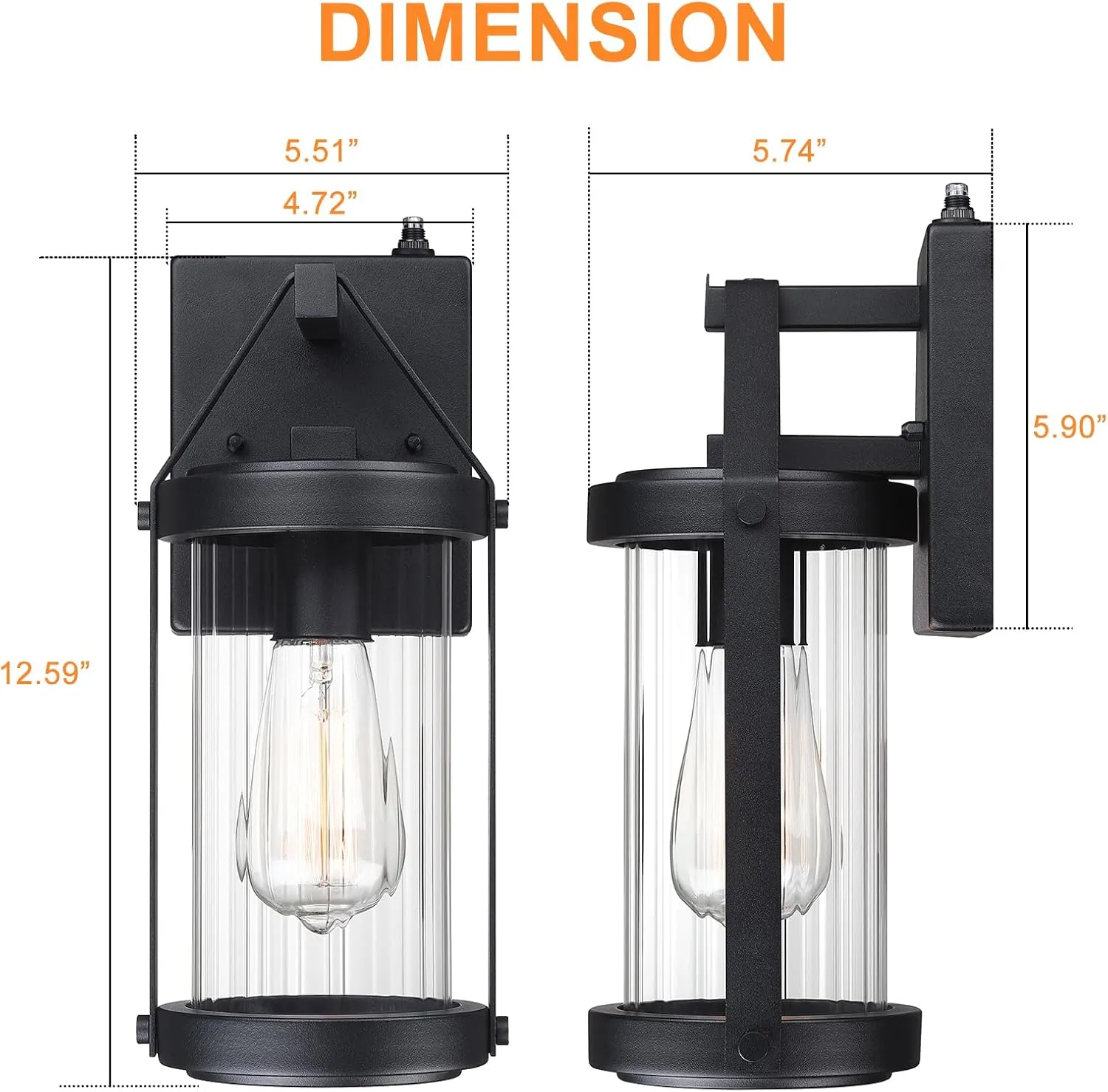 LONEDRUID 2 Pack Dusk to Dawn Sensor Outdoor Wall Sconce Lighting Black Exterior Porch Lantern Waterproof Outside Garage Light Fixtures Wall Mount for House Patio Entryway