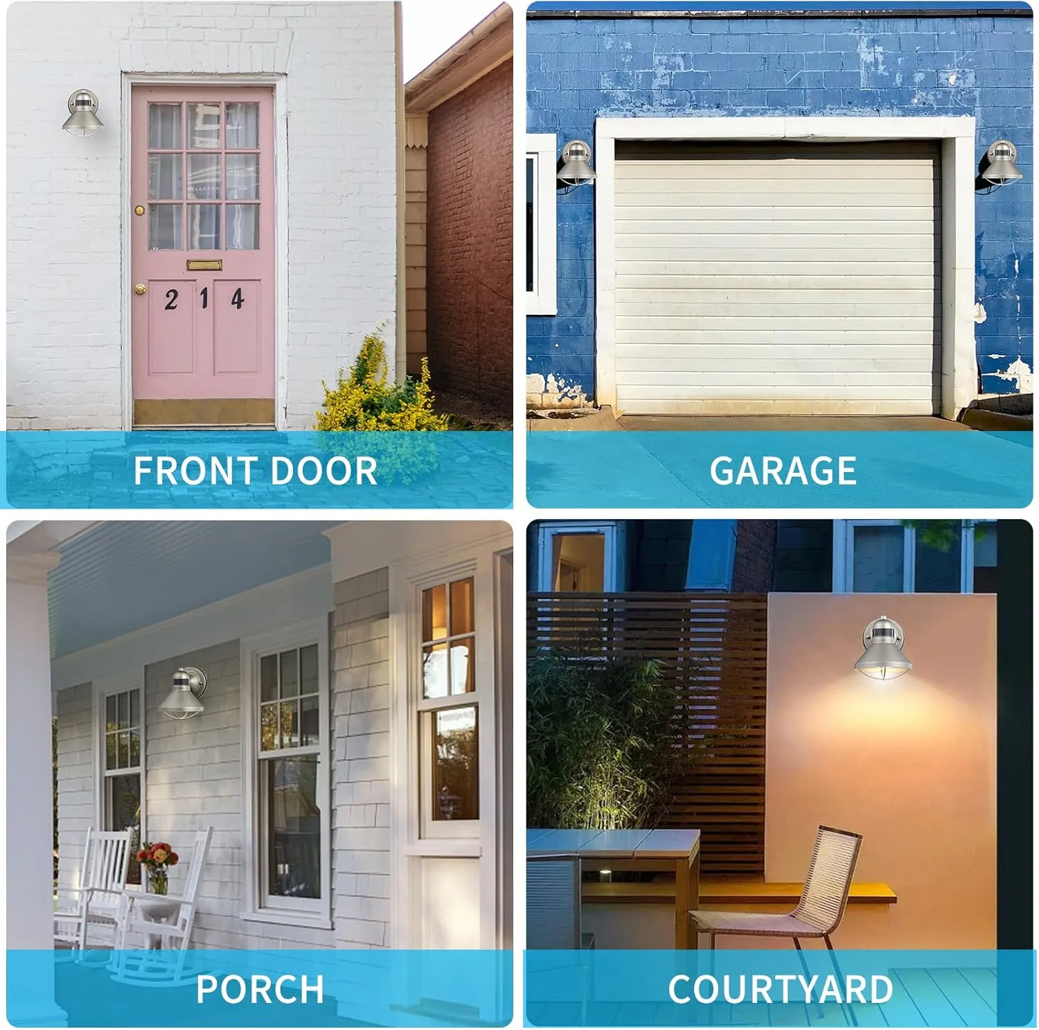 LONEDRUID Motion Sensor Outdoor LED Wall Sconce Dusk to Dawn Exterior Barn Light Fixtures Silver Outside Porch Light Waterproof Farmhouse Wall Mount Lamp for House Garage Entryway