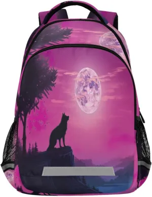 Lonely Wolf Howling Design Waterproof Backpack - Casual Outdoor Sports Daypack with Ergonomic Shoulder Straps#637