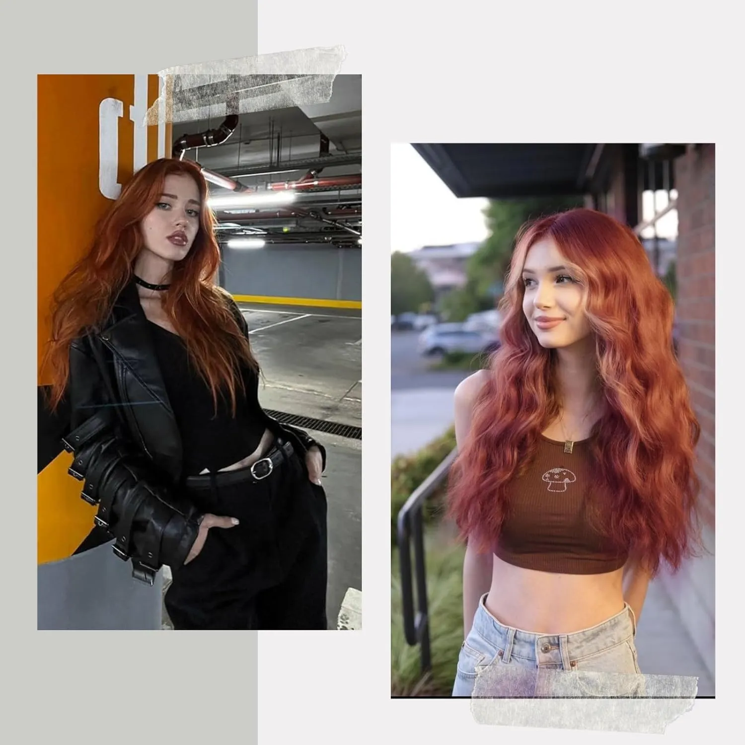 Long Auburn Wig for Women 26 Inch Middle Part Wavy Women Charming Wigs Realistic Natural Looking Synthetic Heat Resistant Fiber Hair for Daily Party Use