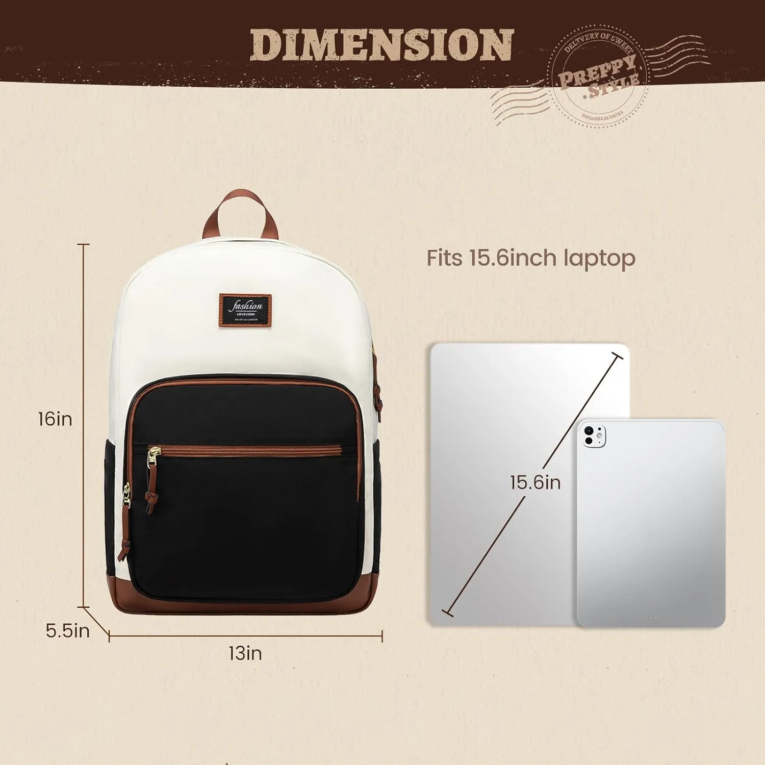 LOVEVOOK Backpack for School, Lightweight book bag, College Laptop Backpack, Water resistant Basic Middle School Bookbag Casual Daypack for Travel, Fits 15.6" Laptop