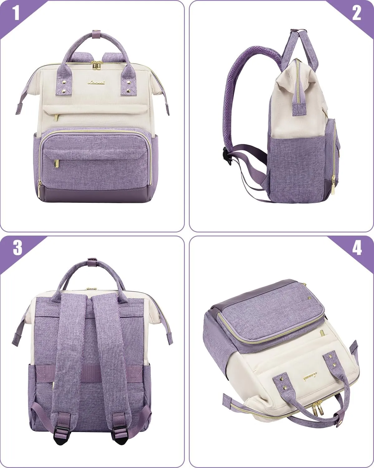 LOVEVOOK Mini Backpack for Women, Cute Small Backpacks Purse, Fashion Bag for Work Travel Gift, Lightweight Daypack, White-Purple