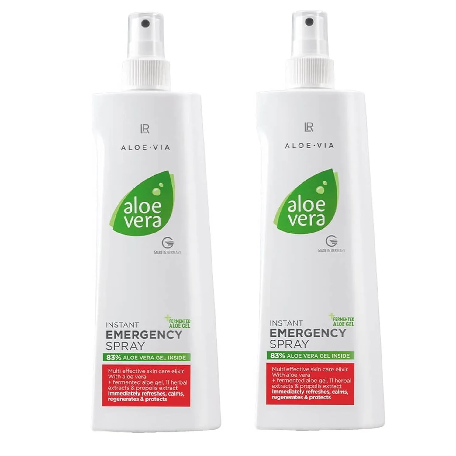 LR Aloe-Via Aloe Vera Emergency Spray 400ml (13.5 fl oz) – 2-Pack | 83% Aloe Vera, Fragrance-Free, Soothing Skin Spray