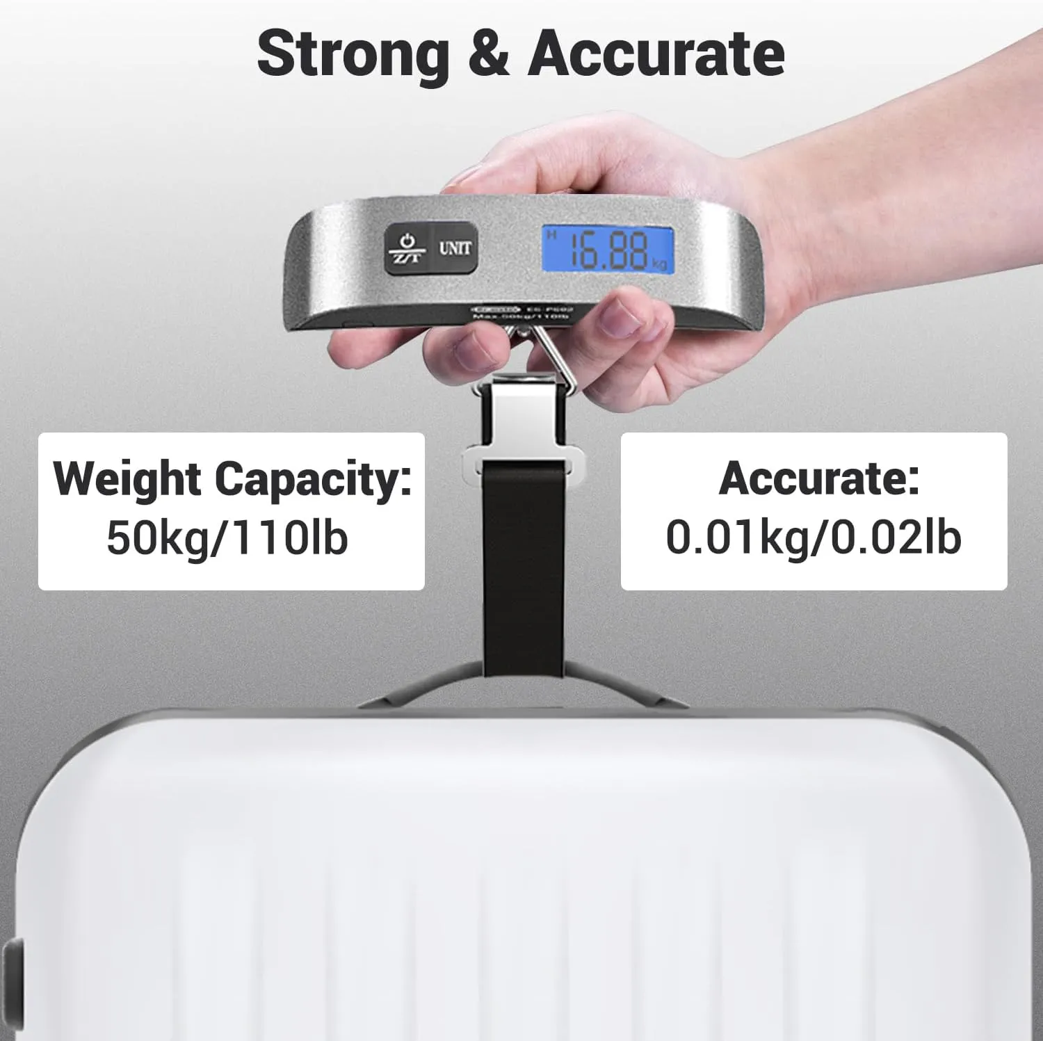 Luggage Scale 2 Pack Dr.meter Travel Essentials Backlight LCD Display 110lb/50kg Luggage Weight Scale Portable Handheld Scale with Rubber Paint, Temperature Sensor, Battery Included