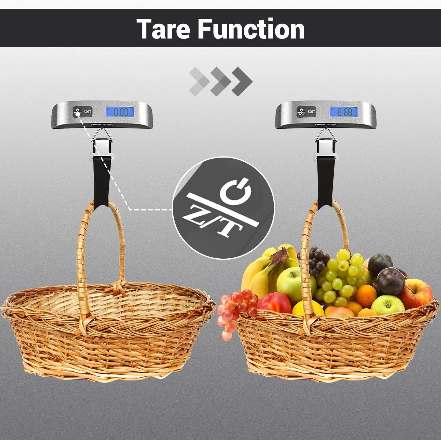 Luggage Scale 2 Pack Dr.meter Travel Essentials Backlight LCD Display 110lb/50kg Luggage Weight Scale Portable Handheld Scale with Rubber Paint, Temperature Sensor, Battery Included