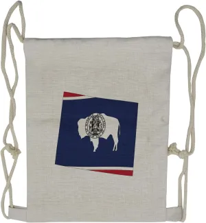 Lunarable Wyoming Drawstring Backpack, Equality State Map and Flag, Sackpack Bag