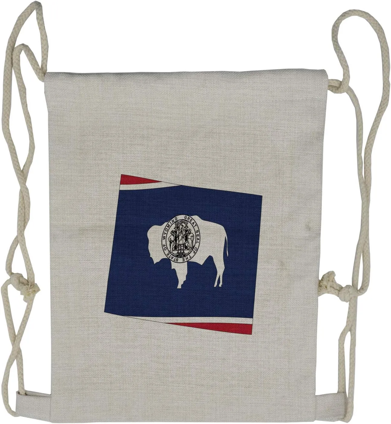 Lunarable Wyoming Drawstring Backpack, Equality State Map and Flag, Sackpack Bag