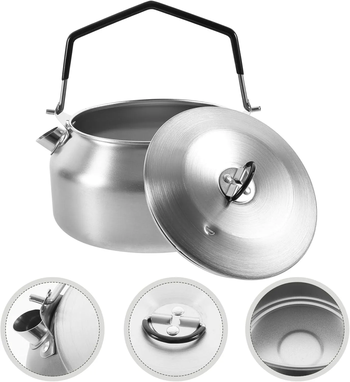 Luxshiny Outdoor Camping Kettle Stainless Steel Tea Kettle 1L Campfire Coffee Pot Tea Pot Fast Heating Outdoor Gear for