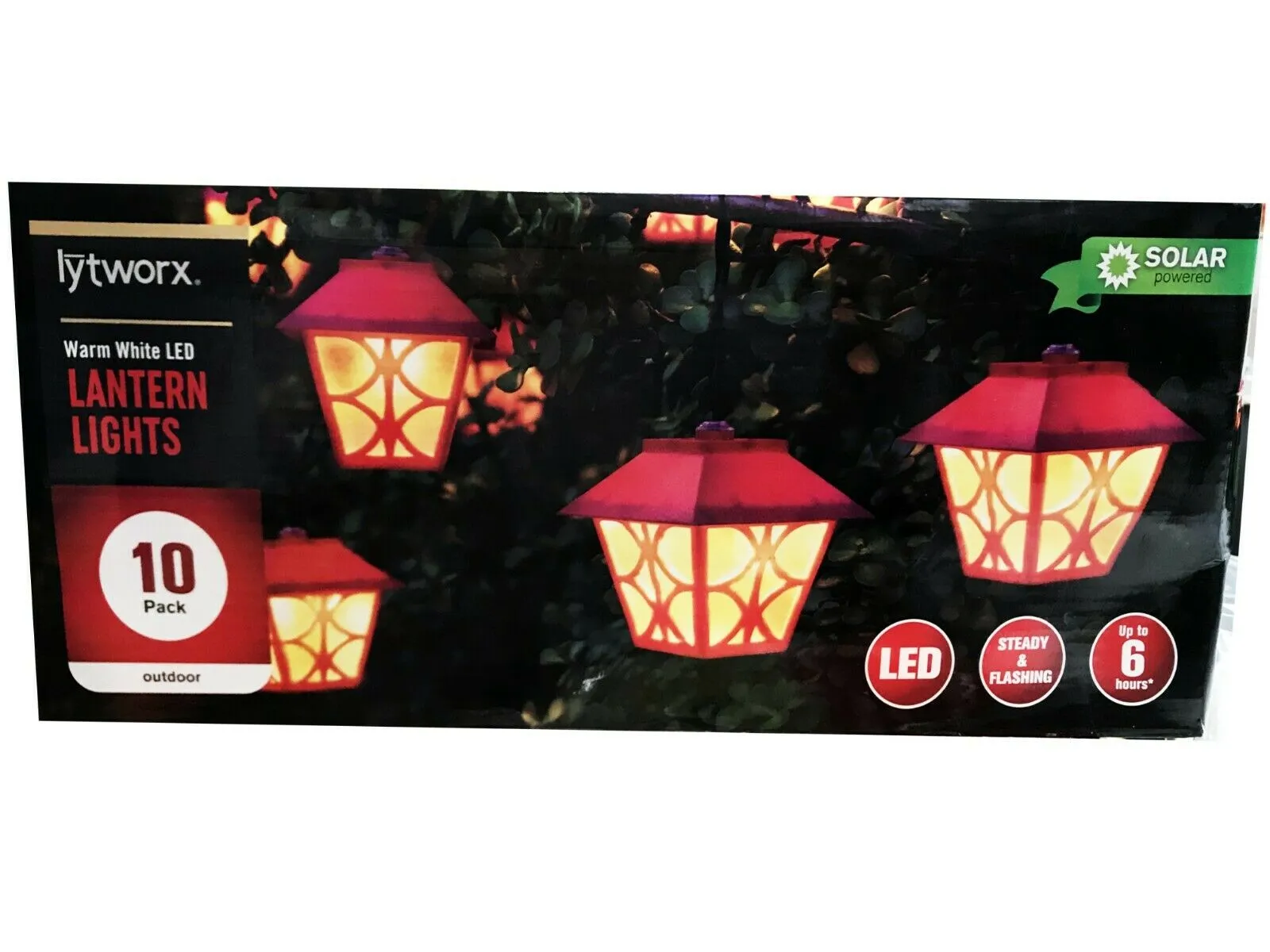 Lytworx Solar Outdoor Lantern Lights Festive Christmas Lights Warm White 10 Pack