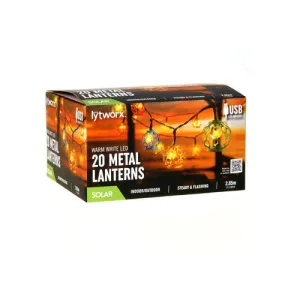 Lytworx Warm White Solar / USB Metal Lanterns - 20 Pack