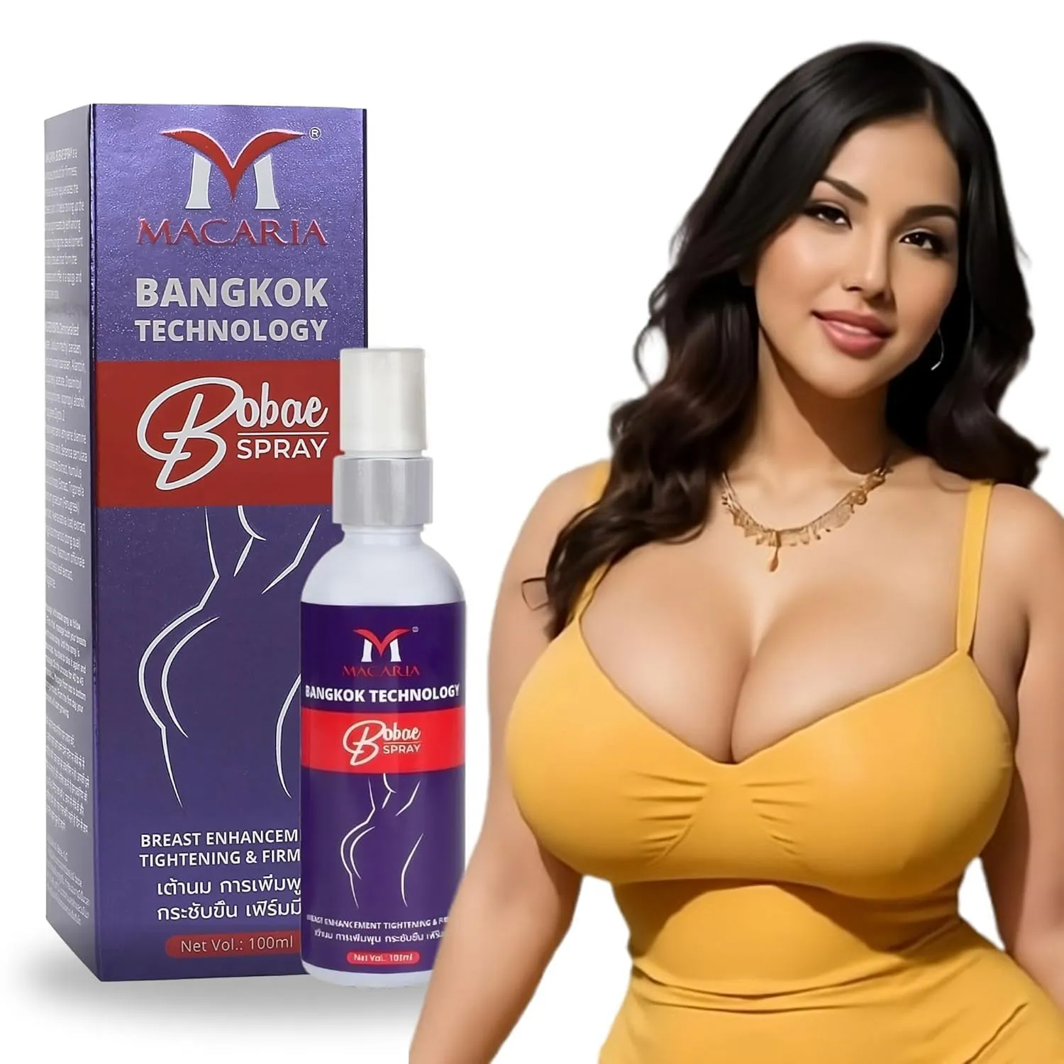 MACARIA Bobae Brazilian Breast Enlargement, Enhancement & Firming Spray Oil Chest Reduce Flatness And Sagging Care Breast Enhancement, Cream For Dry Cracked s