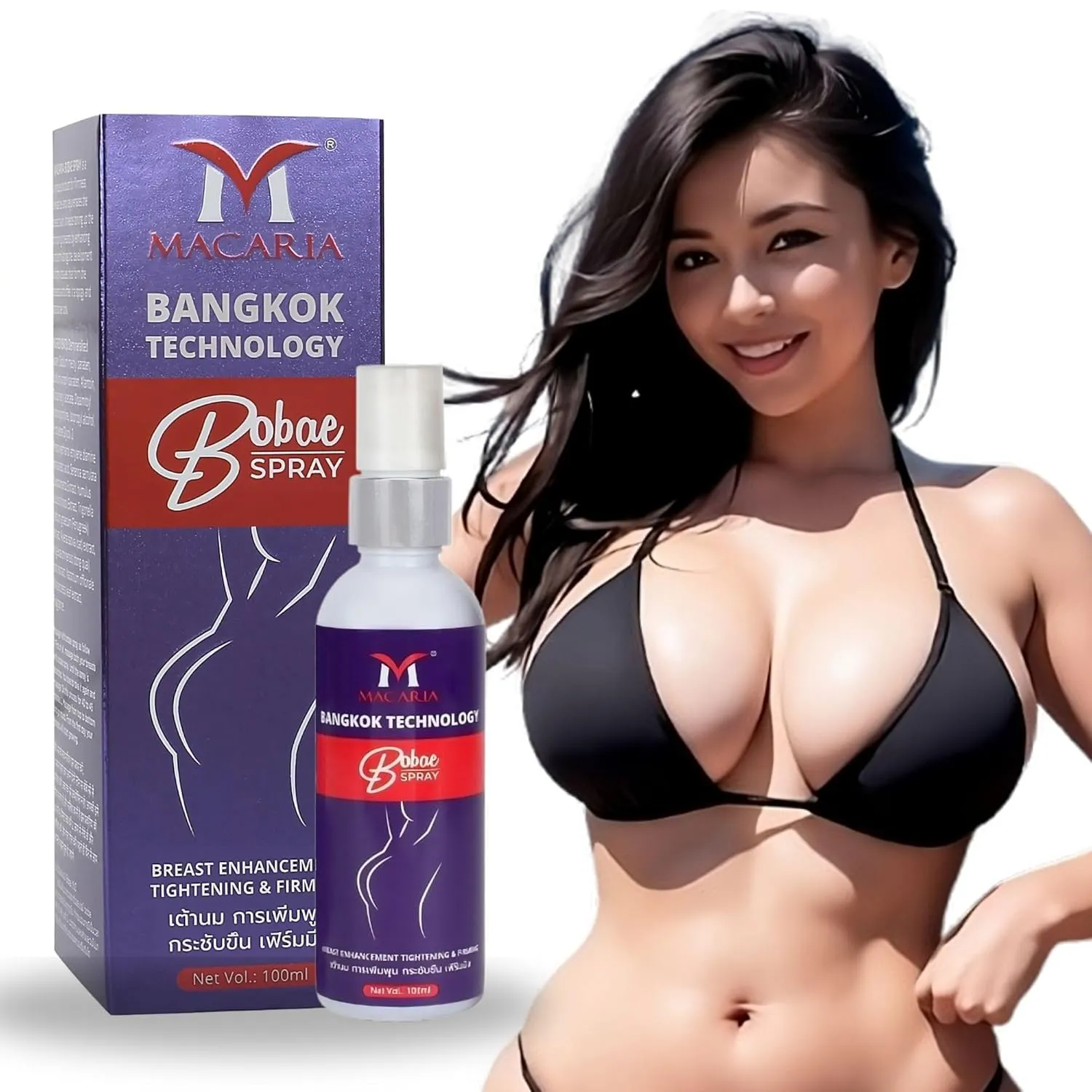MACARIA Bobae Breast Tightening & Lifting Spray Oil/Firming Cream Boobs Larger & Sexy Cream