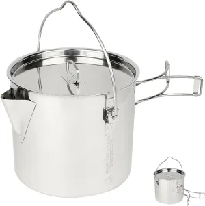 MASTIFF GEARS® 304 (18/8) Stainless Steel (FDA Compliant) 50 oz / 1.4 L Camping Kettle/Pot/Cup 3-in-1