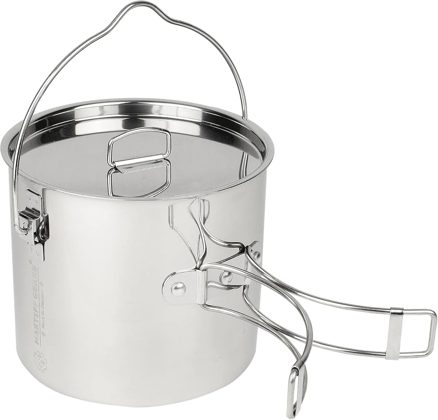 MASTIFF GEARS® 304 (18/8) Stainless Steel (FDA Compliant) 50 oz / 1.4 L Camping Kettle/Pot/Cup 3-in-1