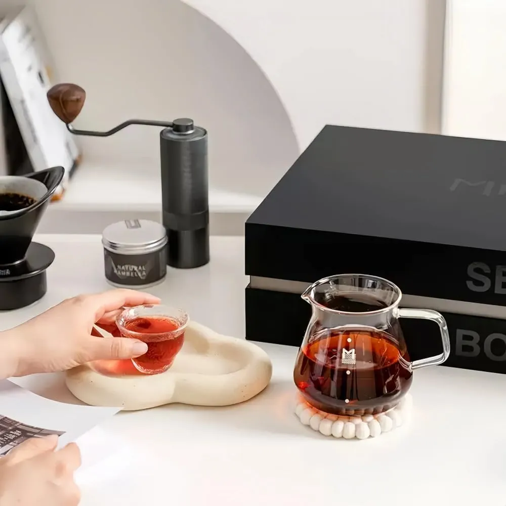 MAVO Pour Over Coffee Maker Set, 12 in 1 Set Box, Manual Coffee Grinder, Pour Over Kettle, Ceramic Pour Over Coffee Dripper with Tray, Glass Servers, Coffee Cup, Paper Filter, Black