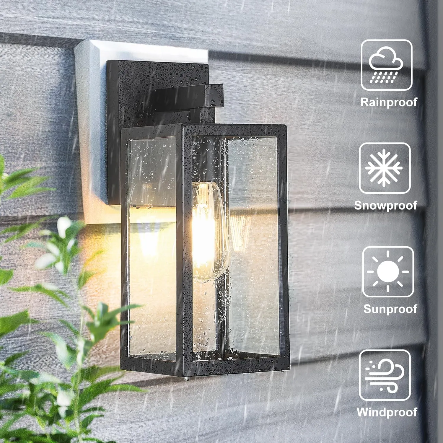 MAXvolador Outdoor Wall Lantern, Exterior Waterproof Wall Sconce Light Fixture, Black Anti-Rust Mount Light with Clear Glass, E26 Base Wall Lamp