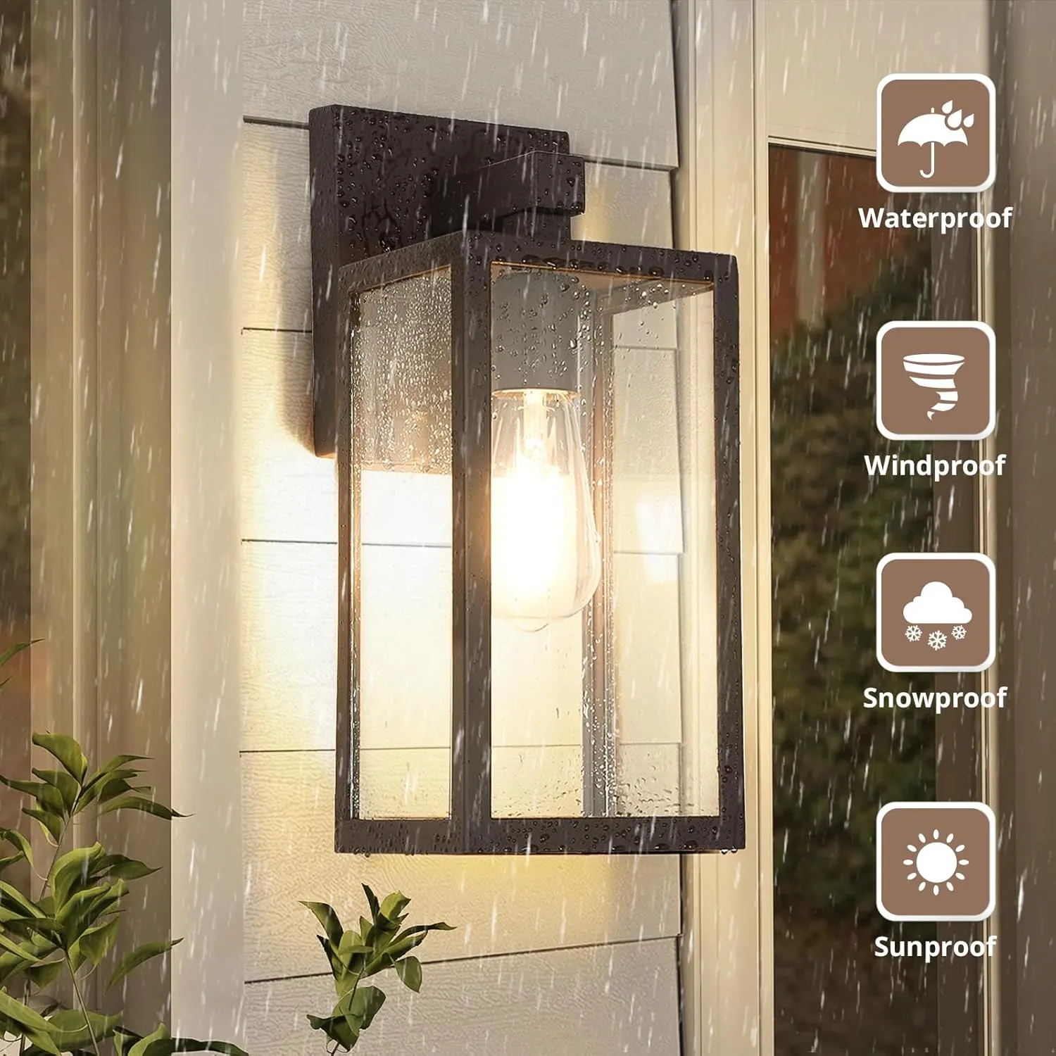 MAXvolador Outdoor Wall Lantern, Exterior Waterproof Wall Sconce Light Fixture, Dark Chocolate Anti-Rust Mount Lights Glass, E26 Porch Patio Lighting