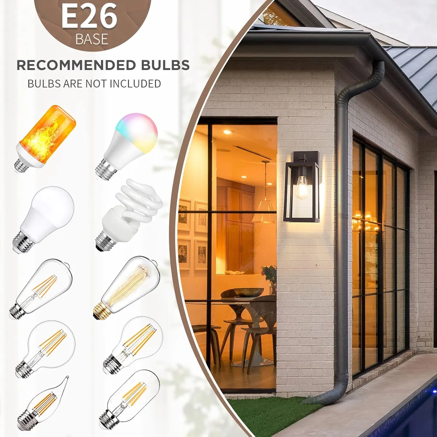 MAXvolador Outdoor Wall Lantern, Exterior Waterproof Wall Sconce Light Fixture, Dark Chocolate Anti-Rust Mount Lights Glass, E26 Porch Patio Lighting
