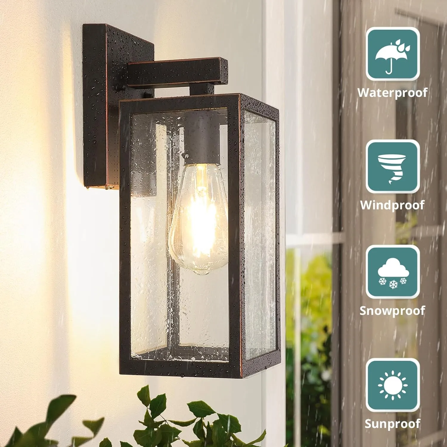 MAXvolador Outdoor Wall Sconce, Exterior Waterproof Wall Lantern Light Fixture, Oil Rubbed Bronze Porch Lights, Anti-Rust E26 Patio Lighting, 2 Pack