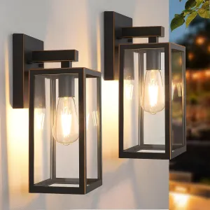 MAXvolador Outdoor Wall Sconce, Exterior Waterproof Wall Lantern Light Fixture, Oil Rubbed Bronze Porch Lights, Anti-Rust E26 Patio Lighting, 2 Pack