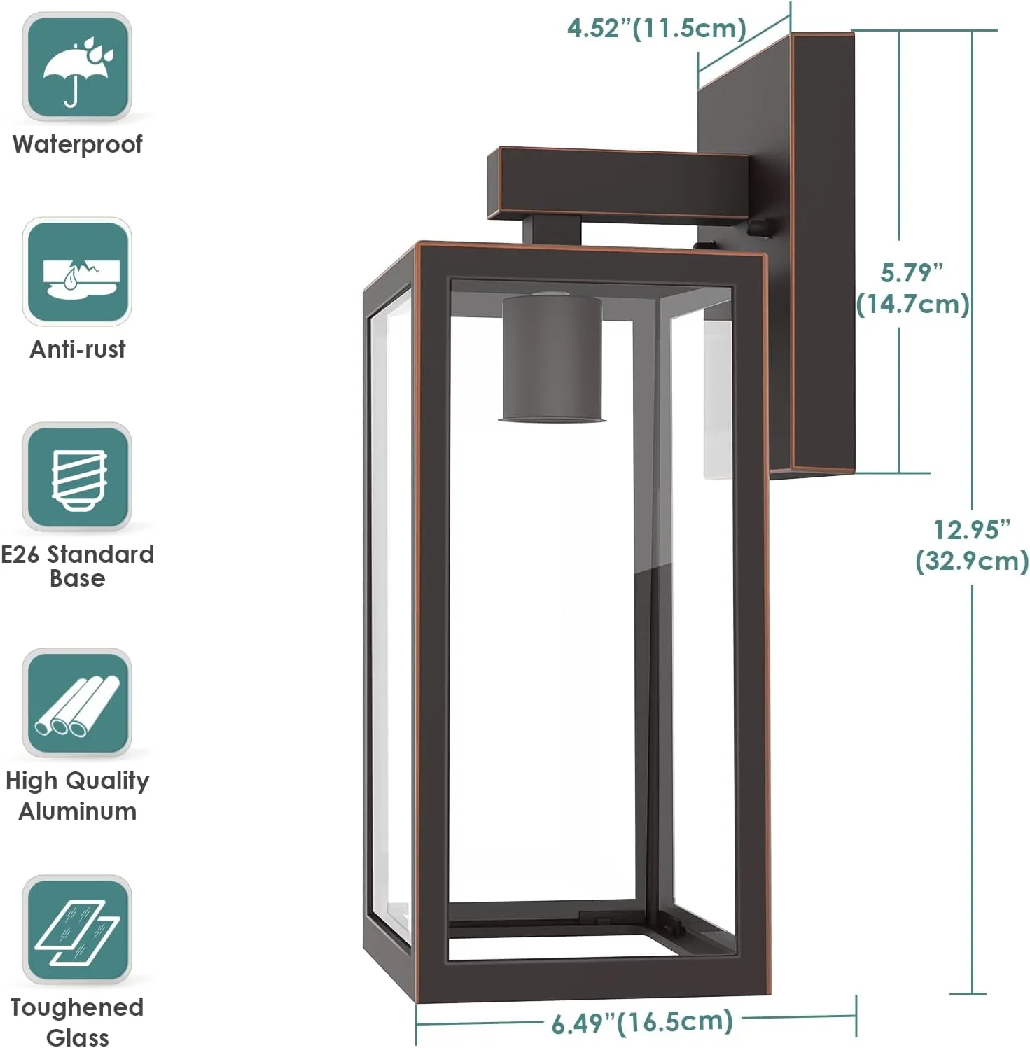 MAXvolador Outdoor Wall Sconce, Exterior Waterproof Wall Lantern Light Fixture, Oil Rubbed Bronze Porch Lights, Anti-Rust E26 Patio Lighting, 2 Pack