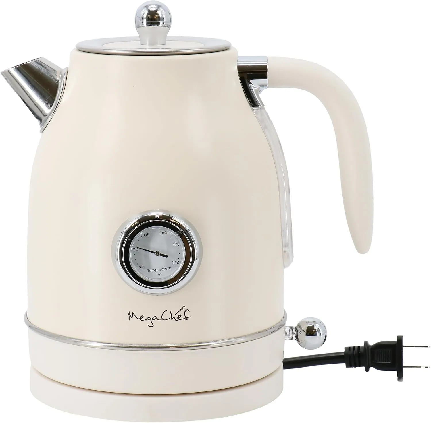 MegaChef 1.7 Quart Electric Tea Kettle and 2 Slice Toaster Combo in Matte Cream (Cream)