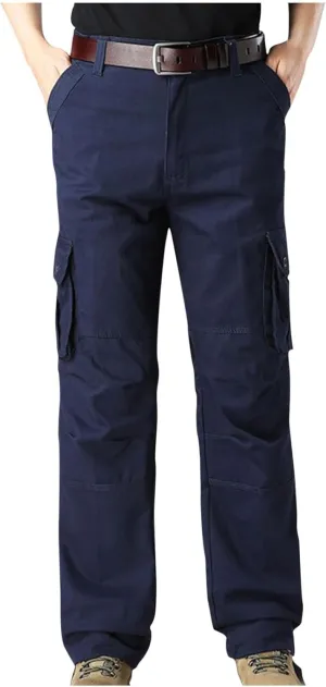 Men Outdoor Cargo Pant Straight Leg Basic Casual Tactical Pant Hiking Classic Fit Jogger with Multi Pockets