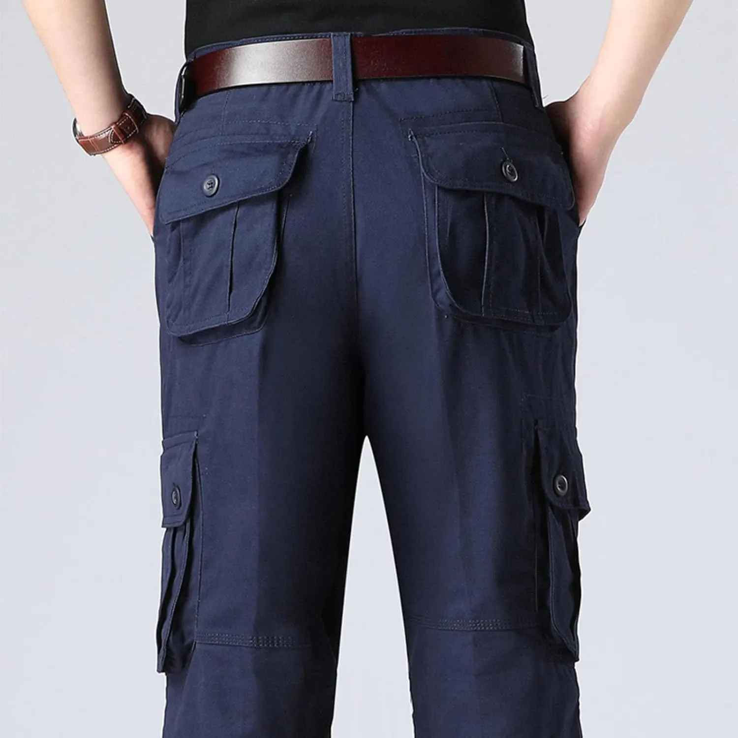 Men Outdoor Cargo Pant Straight Leg Basic Casual Tactical Pant Hiking Classic Fit Jogger with Multi Pockets