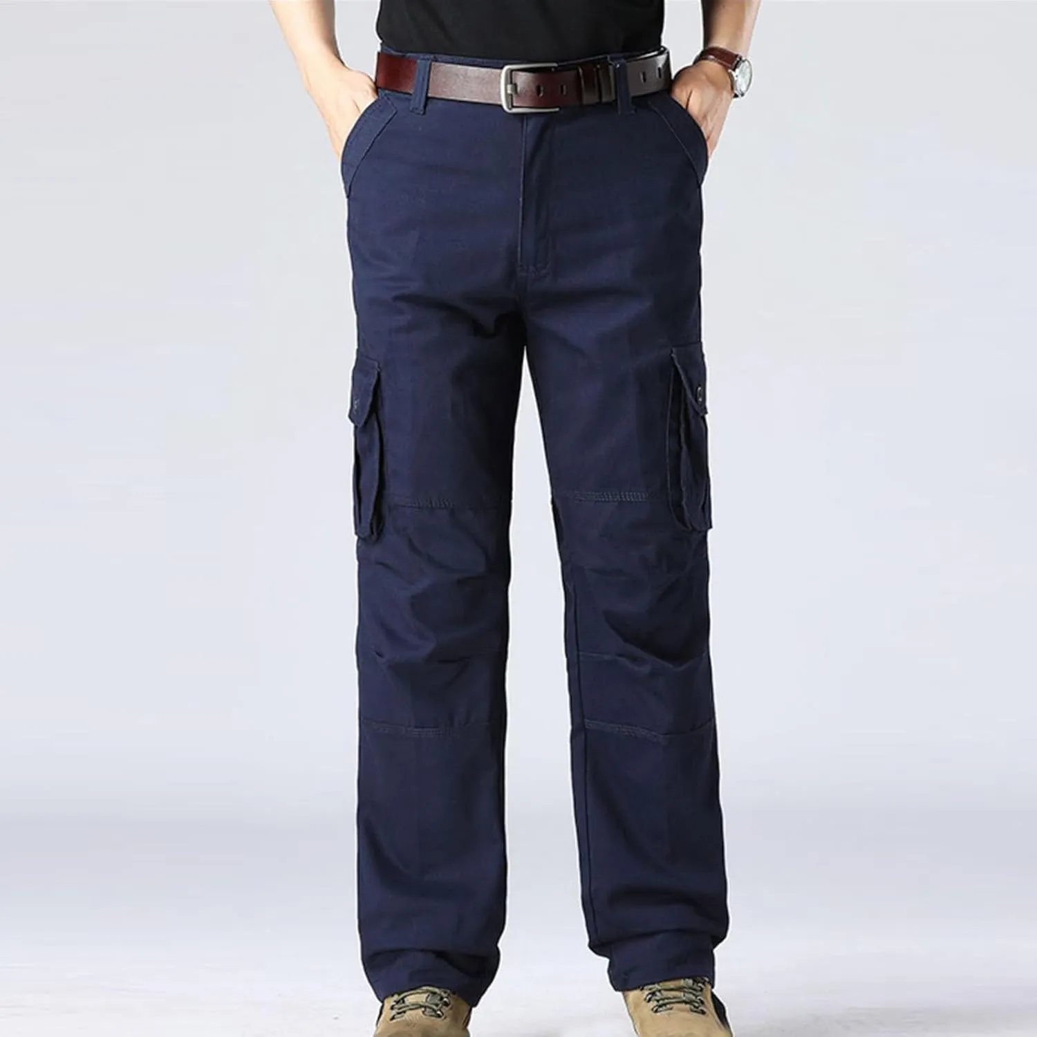 Men Outdoor Cargo Pant Straight Leg Basic Casual Tactical Pant Hiking Classic Fit Jogger with Multi Pockets