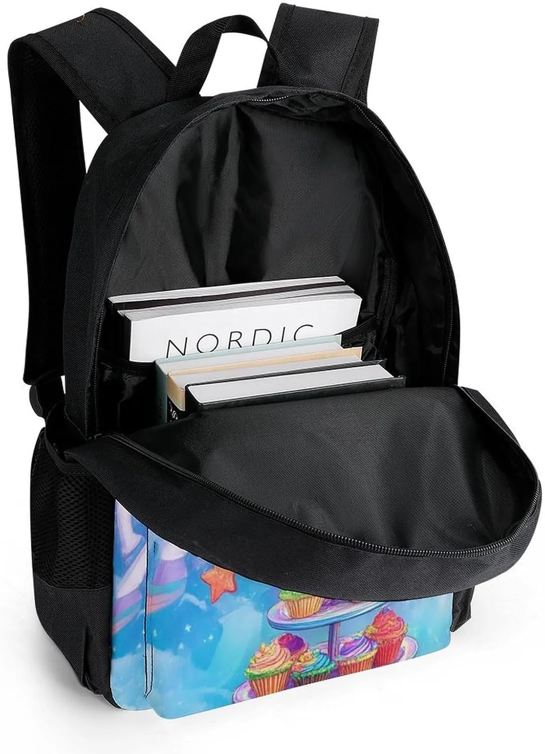 Men Women Lightweight Cute Cartoon Unicorns Rainbow Art Backpack Large Capacity Bookbag With Smooth Zippers for Gym Business Running