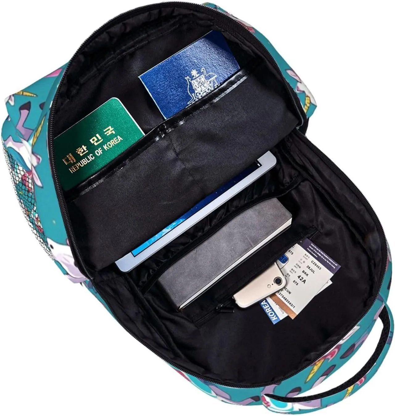 Men Women Lightweight Cute Rainbow Unicorn Art Casual Daypack Big Capacity Bookbag With Padded Straps for Gym Travel Walking Cycling