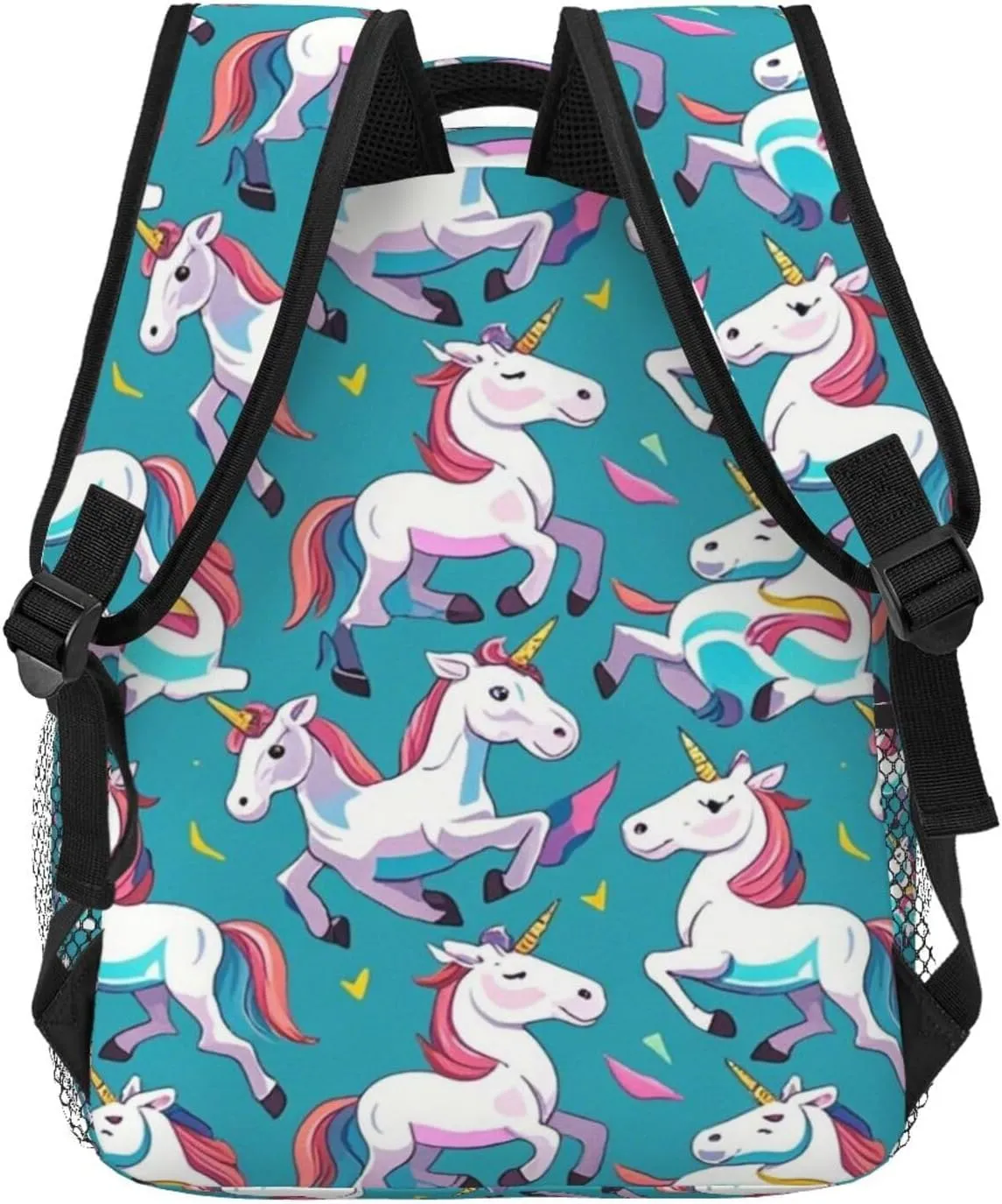 Men Women Lightweight Cute Rainbow Unicorn Art Casual Daypack Big Capacity Bookbag With Padded Straps for Gym Travel Walking Cycling