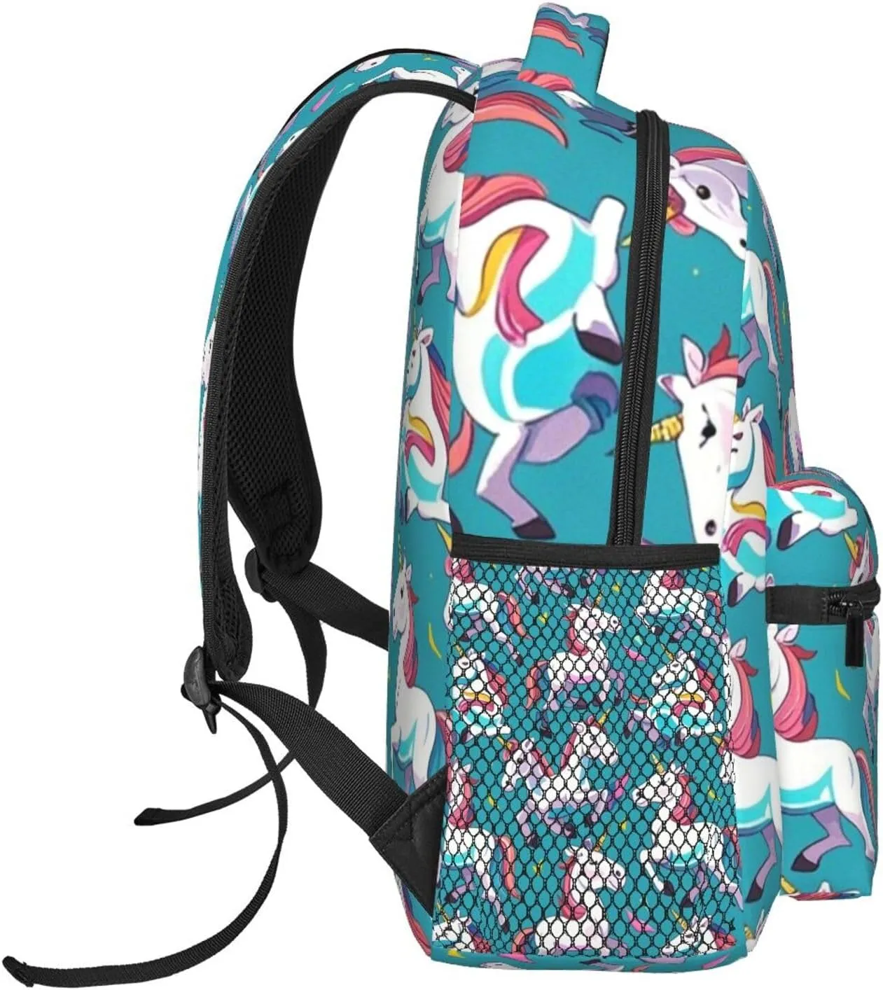 Men Women Lightweight Cute Rainbow Unicorn Art Casual Daypack Big Capacity Bookbag With Padded Straps for Gym Travel Walking Cycling