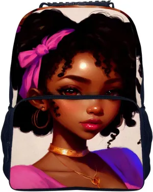Men Women Polyester African American Women Black Women Ethnic Art Daypack Big Capacity Shoulder Bag With Adjustable Shoulder Straps for Camping Travel Walking Cycling
