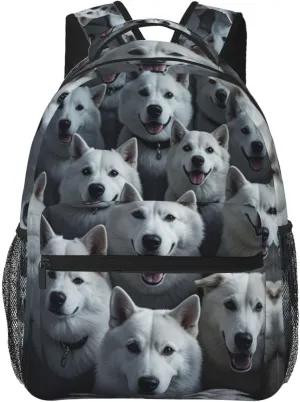 Men Women Polyester Dog Mom Life Art Daypack Backpack Large Capacity Carry On Bag With Smooth Zippers for Hiking Picnic Walking Cycling