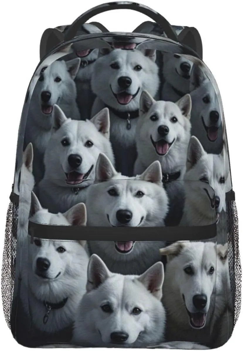Men Women Polyester Dog Mom Life Art Daypack Backpack Large Capacity Carry On Bag With Smooth Zippers for Hiking Picnic Walking Cycling