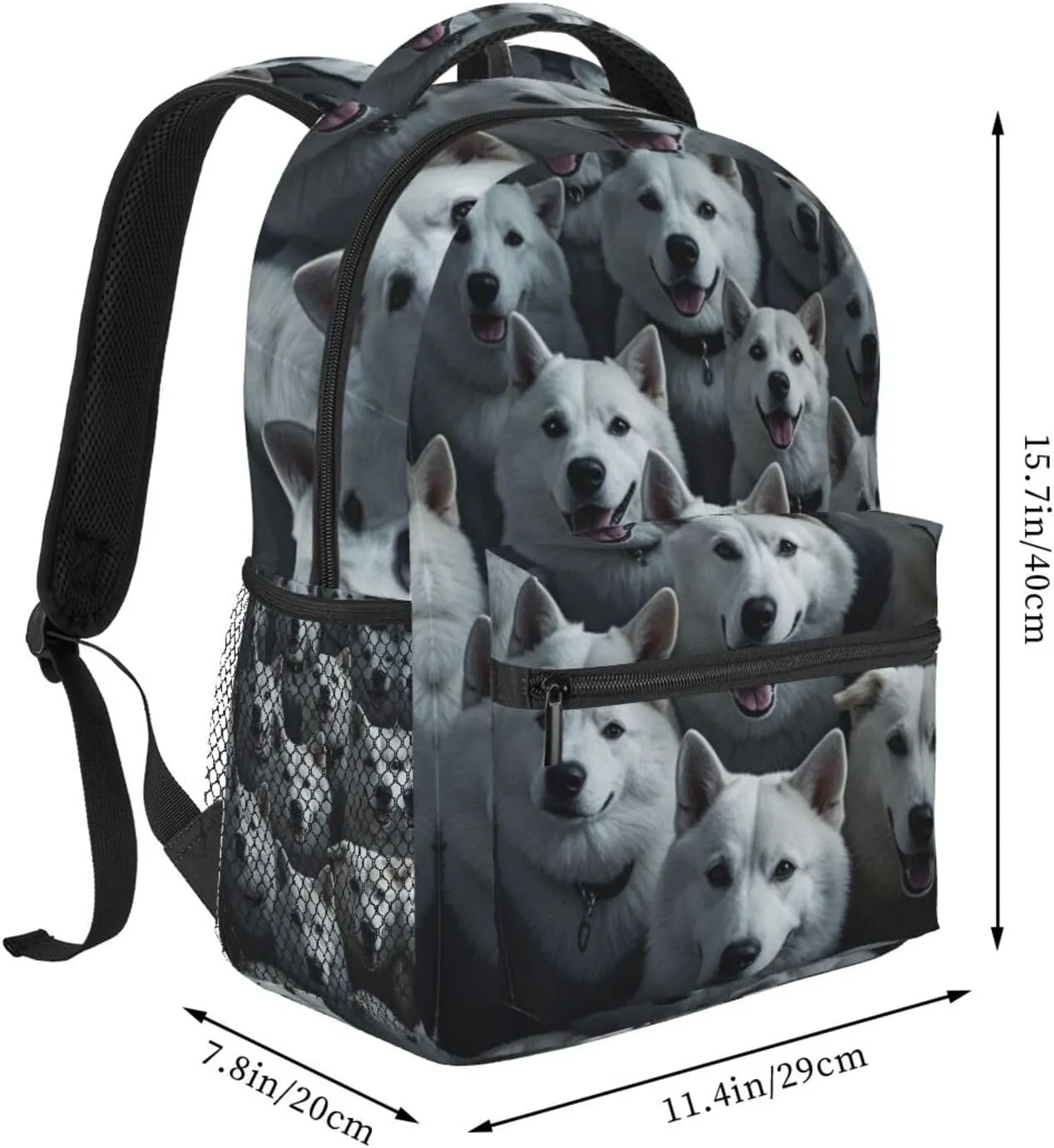 Men Women Polyester Dog Mom Life Art Daypack Backpack Large Capacity Carry On Bag With Smooth Zippers for Hiking Picnic Walking Cycling