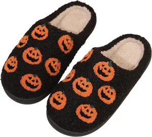 Menore Memory Foam Slippers for Womens Mens Plush Warm Spooky Lantern Cute Slippers House Shoes