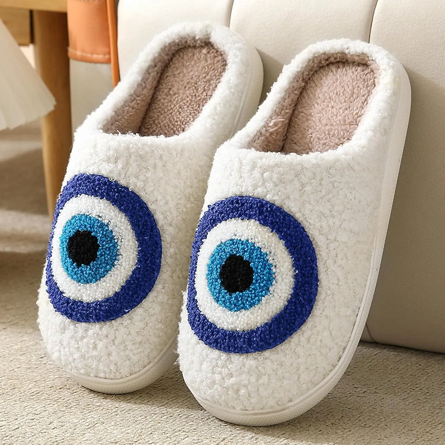 Menore Memory Foam Slippers for Womens Mens Plush Warm Spooky Lantern Cute Slippers House Shoes