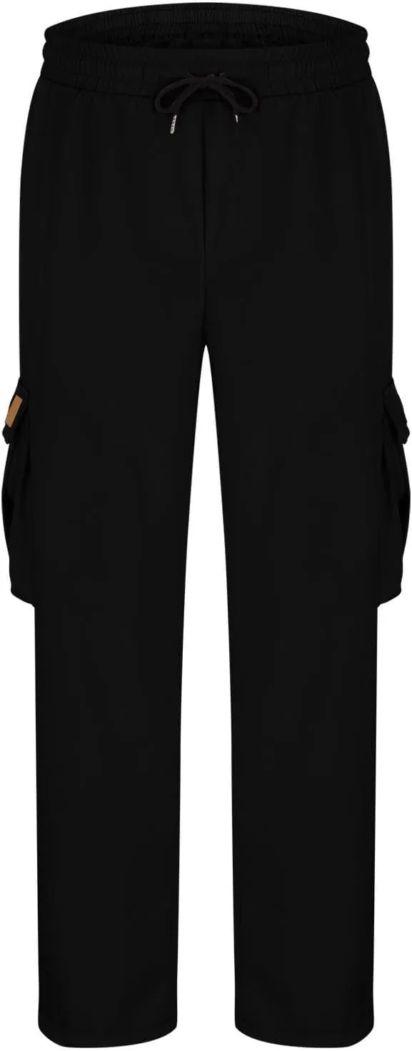Mens Cargo Pants Casual Regular Fit Drawstring Elastic Waist Pants for Men Sports Athletic Work Outdoor Trousers