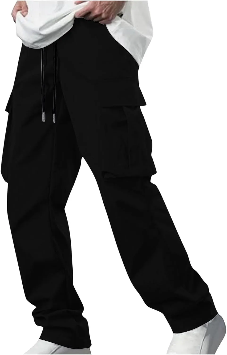 Mens Cargo Pants Casual Regular Fit Drawstring Elastic Waist Pants for Men Sports Athletic Work Outdoor Trousers