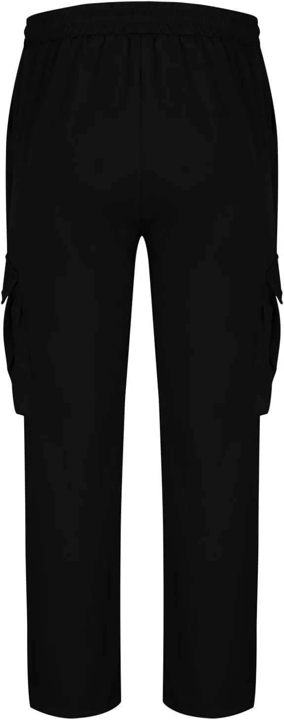 Mens Cargo Pants Casual Regular Fit Drawstring Elastic Waist Pants for Men Sports Athletic Work Outdoor Trousers