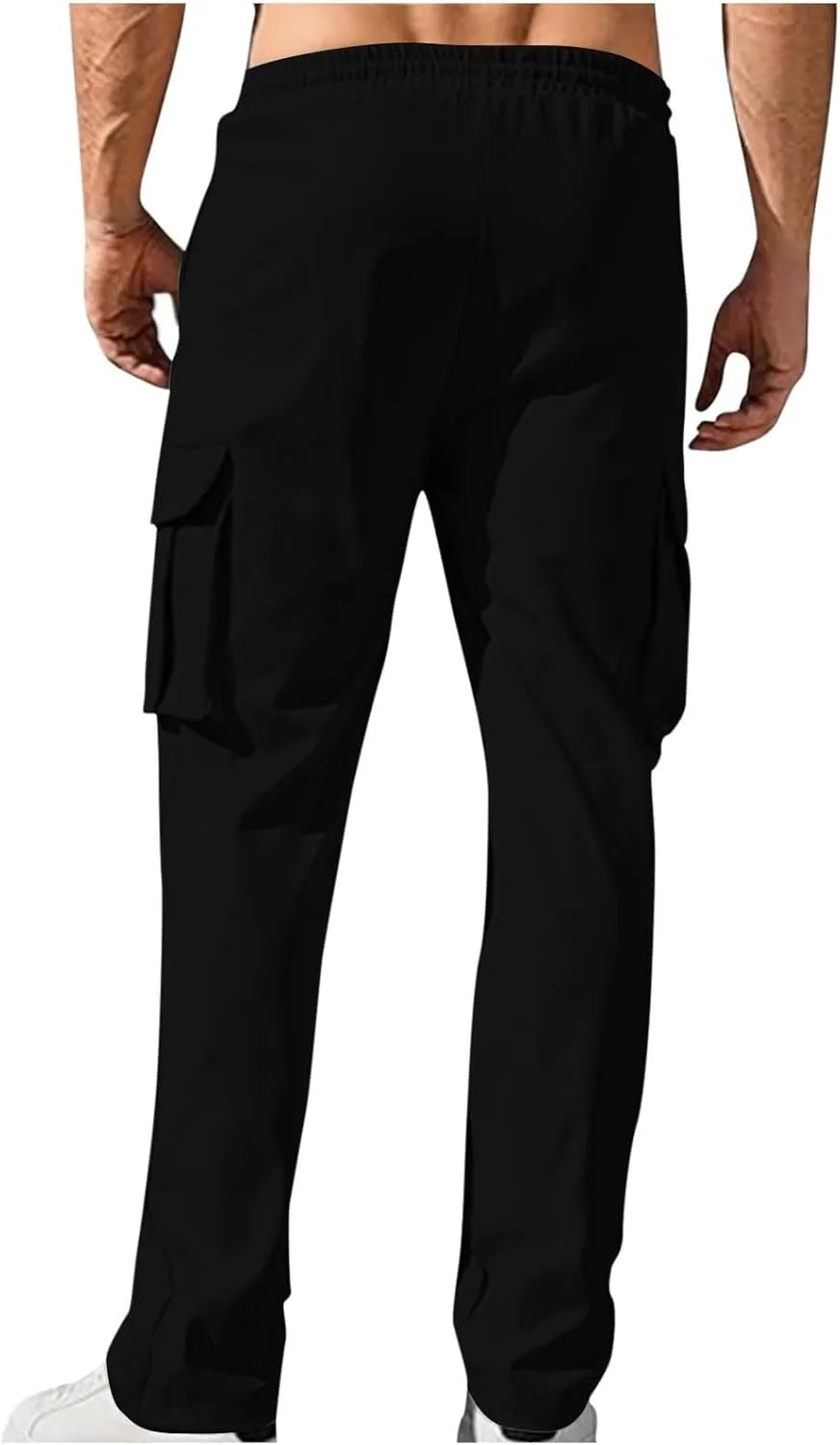 Mens Cargo Pants Casual Regular Fit Drawstring Elastic Waist Pants for Men Sports Athletic Work Outdoor Trousers