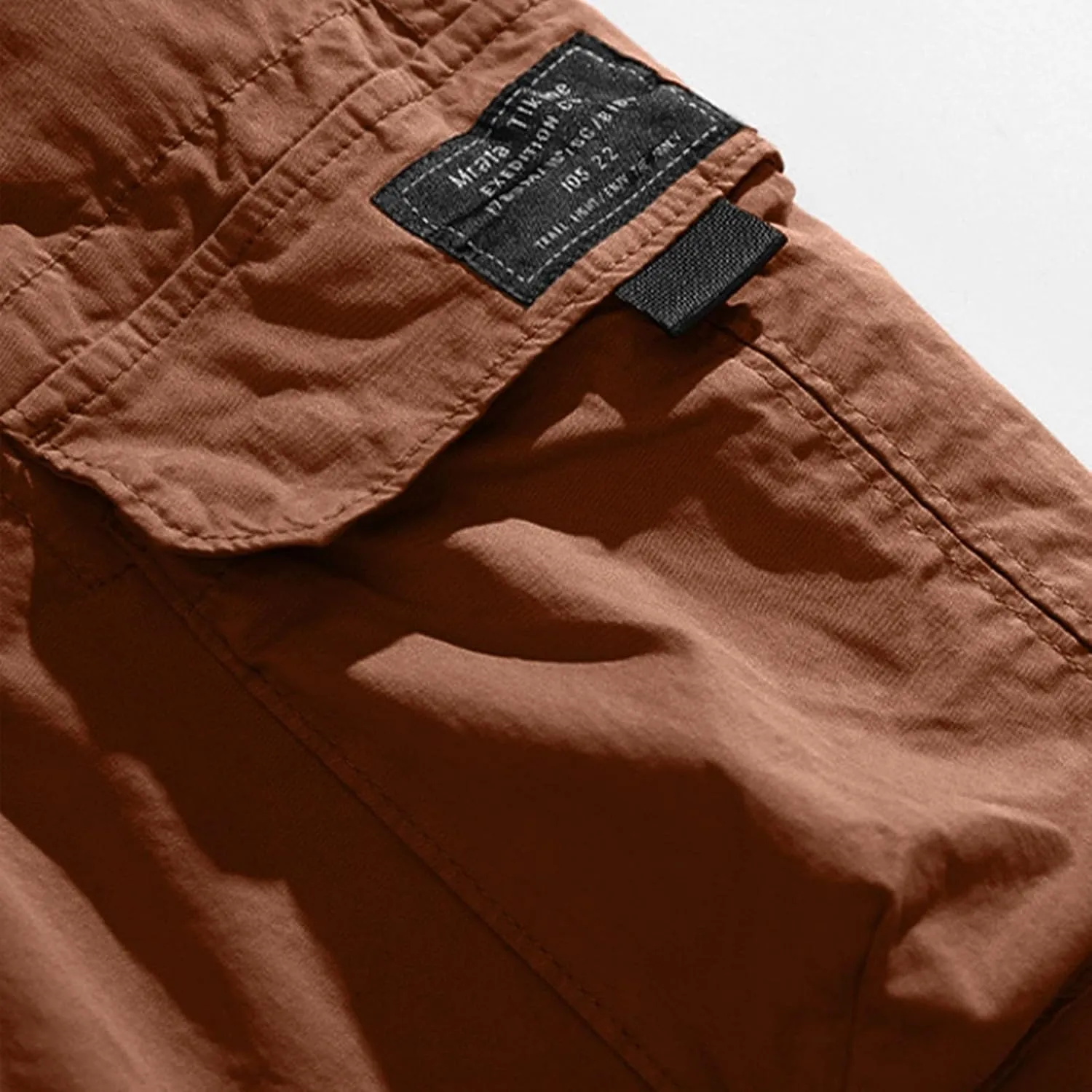 Mens Cargo Pants Drawstring Elastic Waist Work Joggers for Men Outdoor Camping Travel Trousers with Pocket