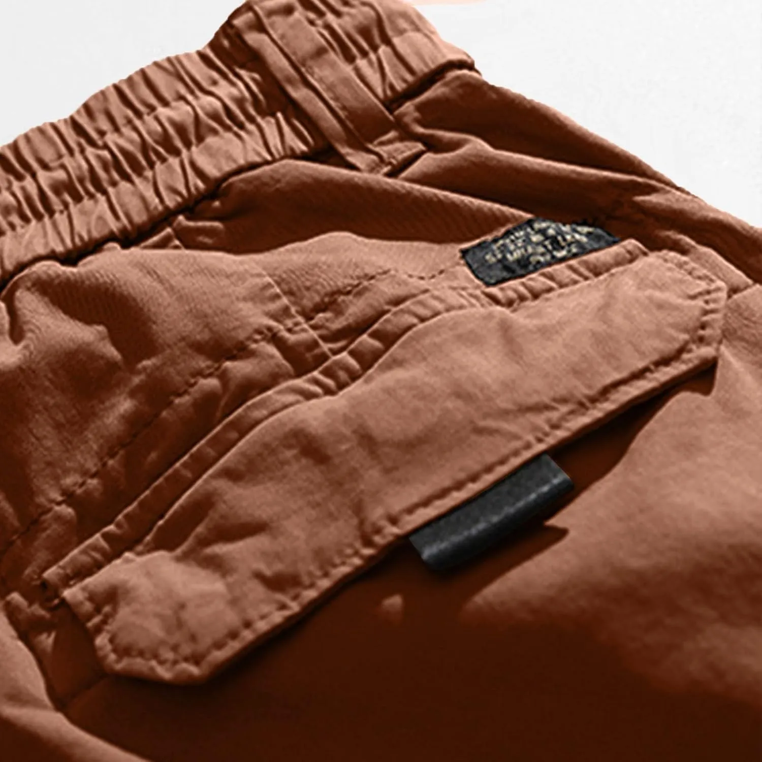 Mens Cargo Pants Drawstring Elastic Waist Work Joggers for Men Outdoor Camping Travel Trousers with Pocket