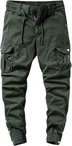 Men's Cargo Pants Elastic Waist Stretch Tactical Joggers for Men Outdoor Work Athletic Casual Pants with Pockets