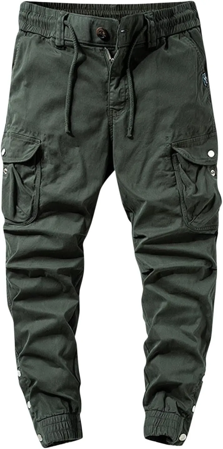 Men's Cargo Pants Elastic Waist Stretch Tactical Joggers for Men Outdoor Work Athletic Casual Pants with Pockets