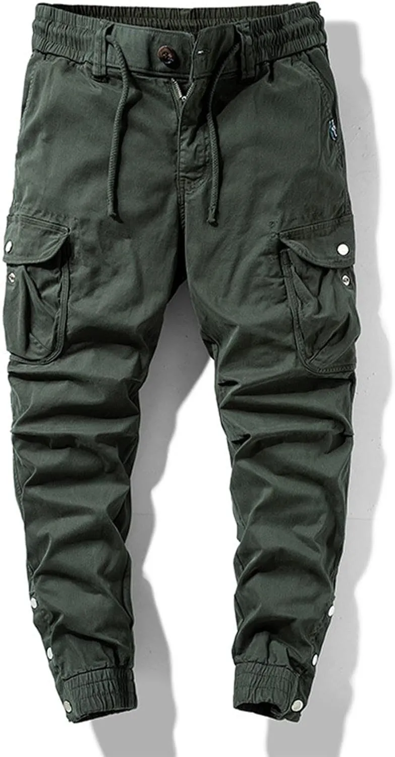 Men's Cargo Pants Elastic Waist Stretch Tactical Joggers for Men Outdoor Work Athletic Casual Pants with Pockets