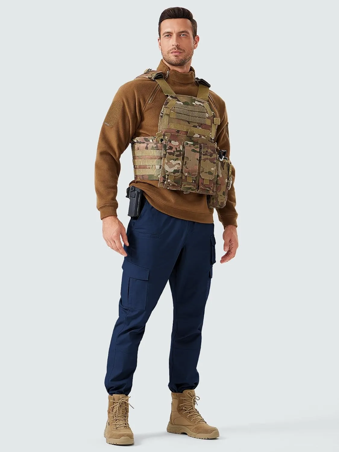 Men's Cargo Work Pants Water Resistant Tactical Pants 33.1" Lightweight Hiking Ripstop Pants Outdoor Apparel