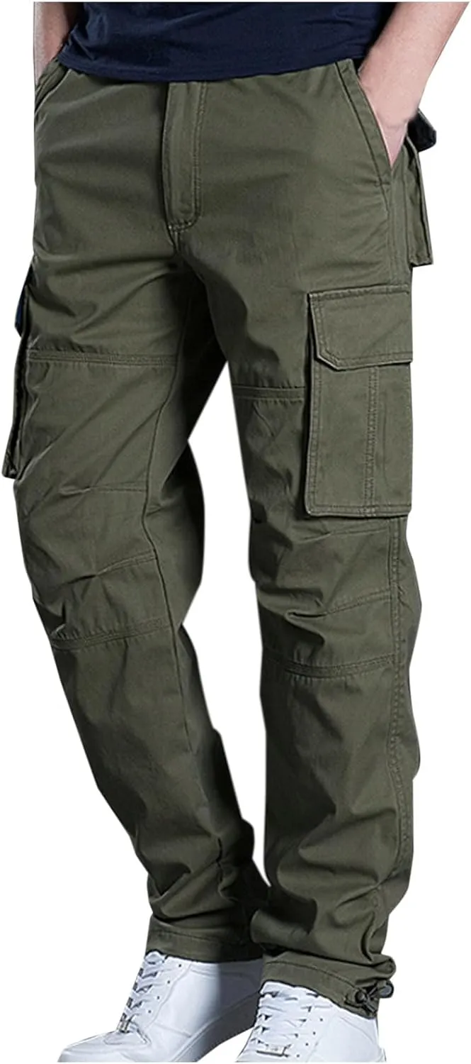 Mens Casual Pants Slim Fit Elastic Waist Straight Leg Pants for Men Fashion Trendy 2025 Spring Vacation Basic Pants